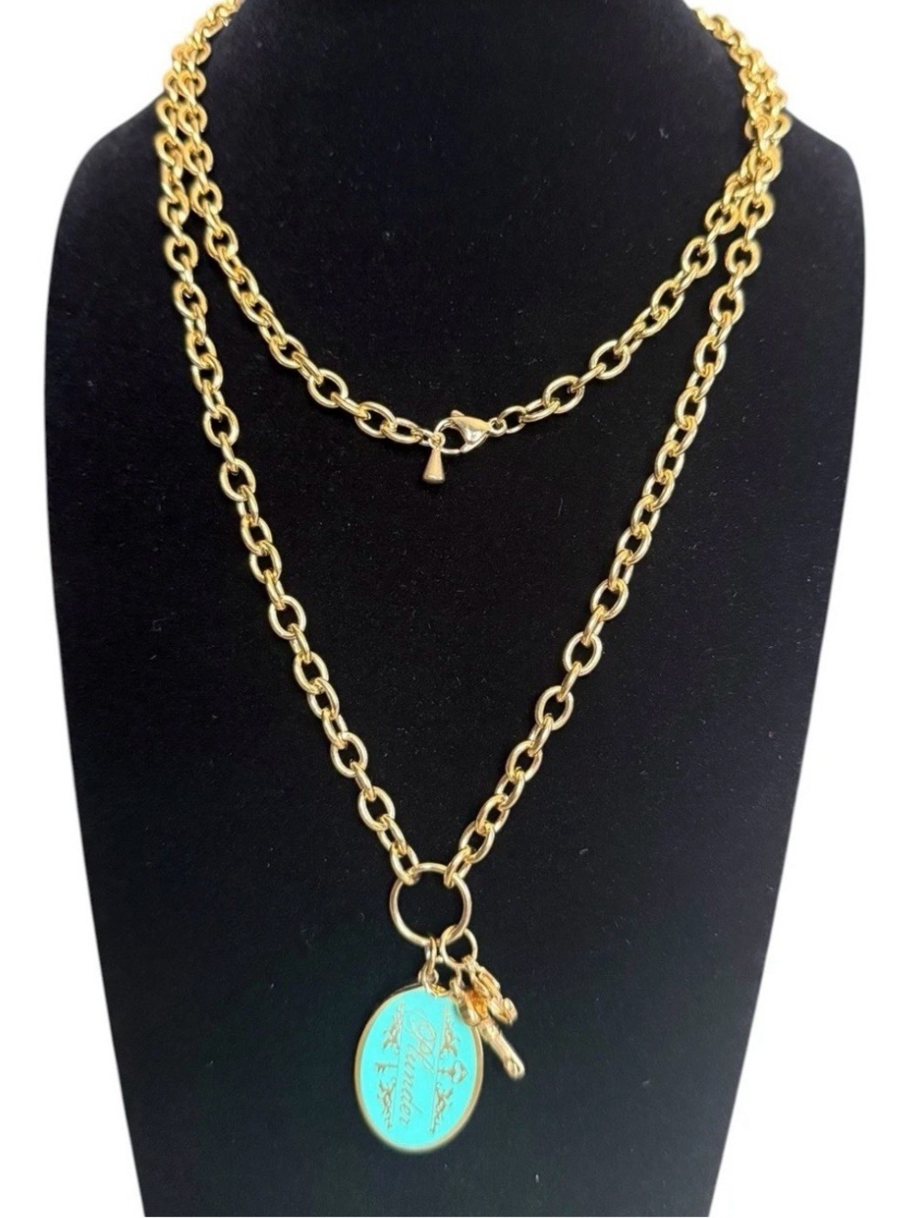 Plunder Necklace Vanessa Gold Tone Chain Plunder Key Pendant 33"-36"
